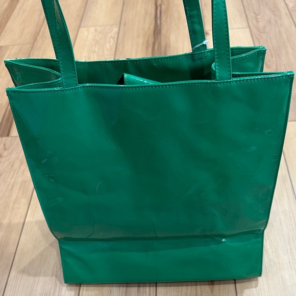 Liz Claiborne Emerald Green Shamrock Patchwork Tote Bag - Picture 7 of 11